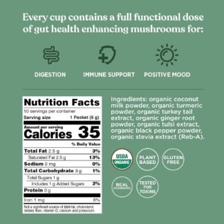 Mushroom Coffee Latte by Four Sigmatic | Daily Dose Alternative | Organic Instant Coffee Latte Mix with Lion's Mane, Chaga Mushrooms & Coconut Milk Powder | Keto & Dairy-Free |...