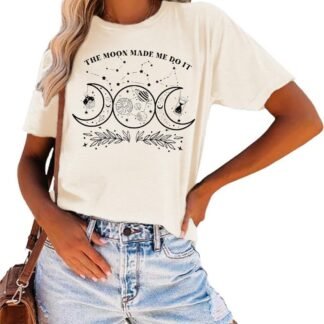 Mystic Moon and Sun Shirt for Women Mystical Boho Vintage Halloween Celestial Moon Spiritual Graphic Tees Tops