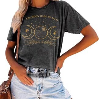 Mystic Moon and Sun Shirt for Women Mystical Boho Vintage Halloween Celestial Moon Spiritual Graphic Tees Tops