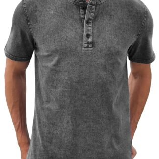 NITAGUT Mens Distressed Henley Shirts Retro Short Sleeve Cotton Tee Shirts Casual Button Down Washed T-Shirts