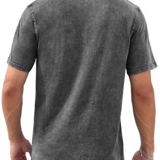 NITAGUT Mens Distressed Henley Shirts Retro Short Sleeve Cotton Tee Shirts Casual Button Down Washed T-Shirts