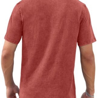 NITAGUT Mens Distressed Henley Shirts Retro Short Sleeve Cotton Tee Shirts Casual Button Down Washed T-Shirts