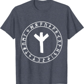 Norse Mythology Edda Runes Futhark Shirts Algiz Rune Viking Rune Norse Pagan Clothes Wicca Witchcraft T-Shirt