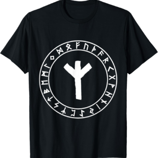 Norse Mythology Edda Runes Futhark Shirts Algiz Rune Viking Rune Norse Pagan Clothes Wicca Witchcraft T-Shirt