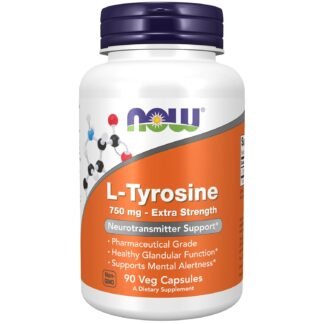 NOW Supplements, L-Tyrosine 750 mg, Supports Mental Alertness*, Neurotransmitter Support*, 90 Veg Capsules