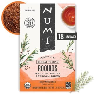 Numi Organic Rooibos Tea, 18 Herbal Tea Bags, Microplastic Free, Packed with Antioxidants, Great for Evening Relaxation