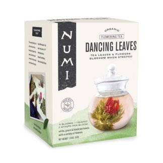 Numi Organic Tea Dancing Leaves Flowering Tea Gift Set, 5 Tea Blossoms with 16 Ounce Glass Teapot