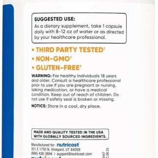 Nutricost Acetyl L-Carnitine (ALCAR) 500mg, 180 Capsules, 180 Servings - Non-GMO and Gluten Free, 1 Capsule per Serving