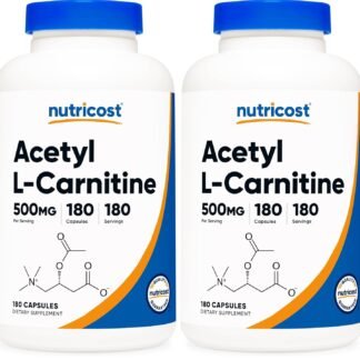 Nutricost Acetyl L-Carnitine (ALCAR) 500mg, 180 Capsules, 180 Servings - Non-GMO and Gluten Free, 1 Capsule per Serving