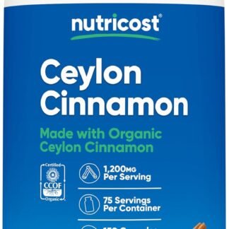 Nutricost Organic Cinnamon (Ceylon Cinnamon) 1,200mg Serving, 150 Capsules - Gluten Free, Non-GMO