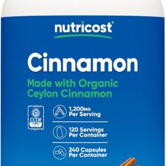 Nutricost Organic Cinnamon (Ceylon Cinnamon) 1,200mg Serving, 150 Capsules - Gluten Free, Non-GMO
