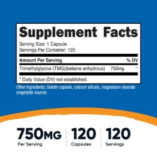 Nutricost TMG (Trimethylglycine) 750mg, 120 Capsules