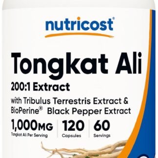 Nutricost Tongkat Ali 1,000mg 120 Capsules - with Tribulus Terrestris and BioPerine, Vegetarian Caps, Non-GMO, Gluten Free, Potent Extract
