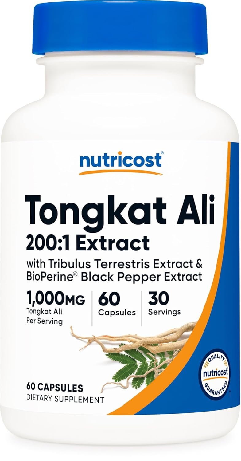 Nutricost Tongkat Ali 1000mg 120 Capsules - with Tribulus Terrestris and BioPerine Vegetarian Caps Non-GMO Gluten Free Potent Extract - lunas-mystic-emporium.com Nutricost Tongkat Ali 1,000mg 120 Capsules - with Tribulus Terrestris and BioPerine, Vegetarian Caps, Non-GMO, Gluten Free, Potent Extract