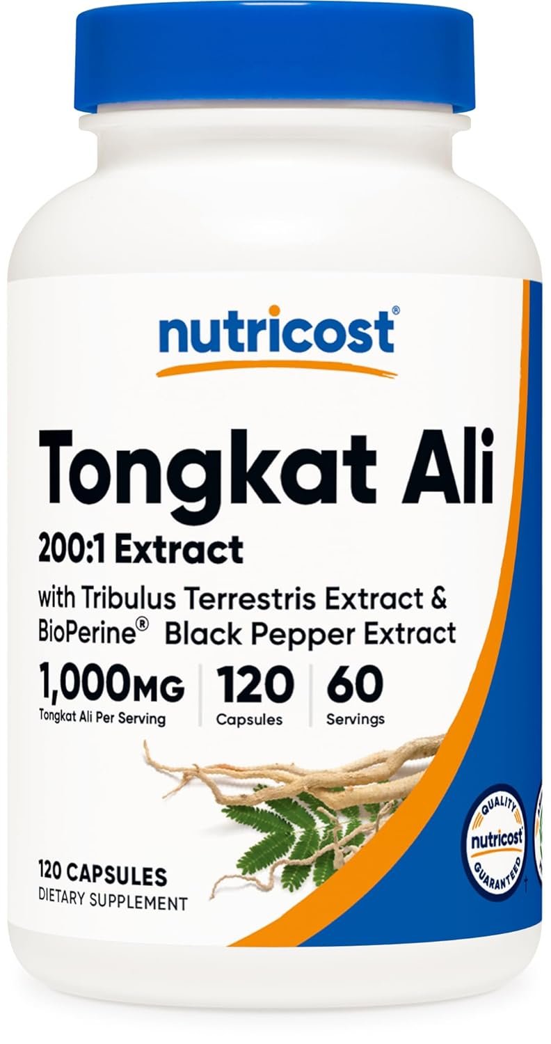 Nutricost Tongkat Ali 1000mg 120 Capsules - with Tribulus Terrestris and BioPerine Vegetarian Caps Non-GMO Gluten Free Potent Extract - lunas-mystic-emporium.com Nutricost Tongkat Ali 1,000mg 120 Capsules - with Tribulus Terrestris and BioPerine, Vegetarian Caps, Non-GMO, Gluten Free, Potent Extract