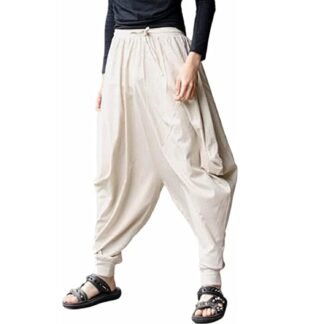 ONTTNO Men's Harem Pants Loose Stretchy Waist Casual Hippie Trousers