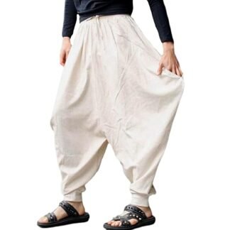ONTTNO Men's Harem Pants Loose Stretchy Waist Casual Hippie Trousers