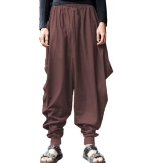 ONTTNO Men's Harem Pants Loose Stretchy Waist Casual Hippie Trousers