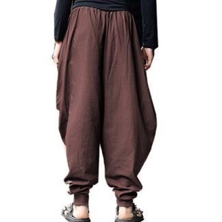 ONTTNO Men's Harem Pants Loose Stretchy Waist Casual Hippie Trousers