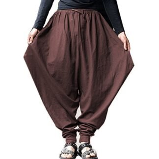 ONTTNO Men's Harem Pants Loose Stretchy Waist Casual Hippie Trousers