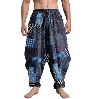 ONTTNO Men's Harem Pants Loose Stretchy Waist Casual Hippie Trousers