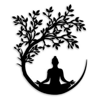 OPTYBVFD Tree of Life and Buddha Metal Wall Decor - Zen Room Decor Wall Art Home Decor for Living Room, Bedroom, Office, Yoga, Meditation (Black)