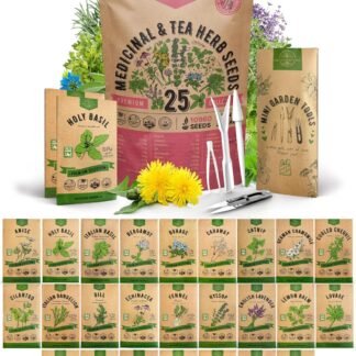 Organo Republic 25 Medicinal & Tea Herb Seeds Variety Pack for Indoor & Outdoors. 10900+ Non-GMO Heirloom Garden Seeds: Anise, Borage, Cilantro, Chamomile, Dandelion, Rosemary,...