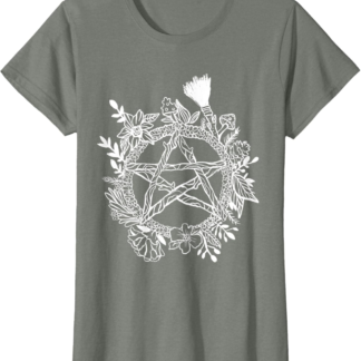 Pentacle Wreath Wiccan Witchy Pagan Goth Occult T-Shirt