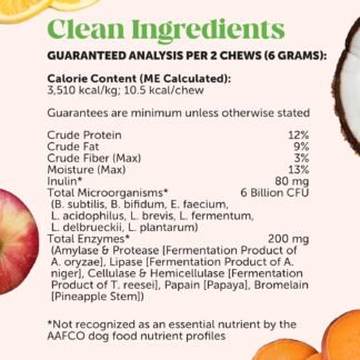 Pet Honesty Probiotics for Dogs - Digestive Enzymes Promotes Gut Health, Dog Probiotics for Bowel Support, Fiber for Regularity, Prebiotics for Immune Health & Gut Flora...