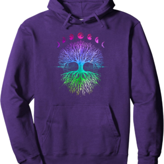 Phases of the Moon Tree of Life Hippy Pullover Hoodie