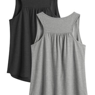 PINSPARK Workout Tops for Women Racerback Tank Tops Sleeveless Athletic Running Shirts Lightweight Yoga Gym Tank,2 Pack S-3XL