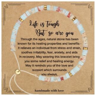 Plumiss Boho Inspirational Gifts Bracelets for Women,Handmade Unique Energy Natural Stone Beaded Strand Wrap Bracelet Jewelry Gift