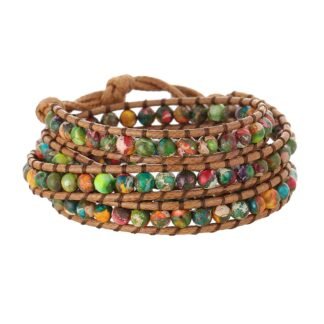 Plumiss Women Boho Handmade Natural Stone Crystal Leather Bead Wrap Bracelets Collection
