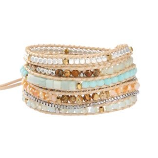 Plumiss Women Boho Handmade Natural Stone Crystal Leather Bead Wrap Bracelets Collection