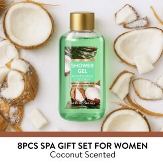 Premium Coconut Spa Gift Baskets for Women, 8 Piece Luxury Bath Set, Tropical Gift for Her, Anniversary or Birthday Gift, Relaxation Calming Spa Set Home Self Care Shower Kit...