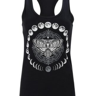 Pretty Attitude Womens Moon Phases Shirt Moth Gothic Skull Tank Top - lunas-mystic-emporium.com Pretty Attitude Women's Moon Phases Shirt Moth Gothic Skull Tank Top