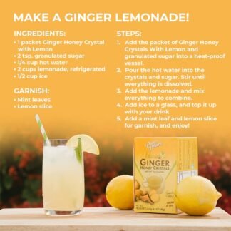 Prince of Peace Instant Ginger Honey Crystals, 30 Sachets – Instant Hot or Cold Beverage – Easy to Brew Ginger and Honey Crystals