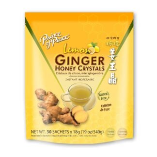 Prince of Peace Instant Lemon Ginger Honey Crystals, 30 Sachets – Instant Hot or Cold Beverage – Easy to Brew Ginger and Honey Crystals