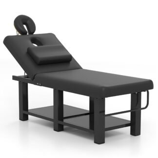 Professional Massage Table Heavy Duty 440lbs - Adjustable Facial Bed with Hidden Chest Hole & Backrest, 6-Leg Stable Frame, Waterproof PU Leather for Spa, Salon, Tattoo,...