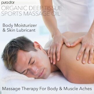 PURA D'OR 16 Oz Organic Deep Tissue Sports Massage - Jojoba, Sunflower, Almond, Grapefruit & Eucalyptus Oils - Alleviate Muscle Soreness