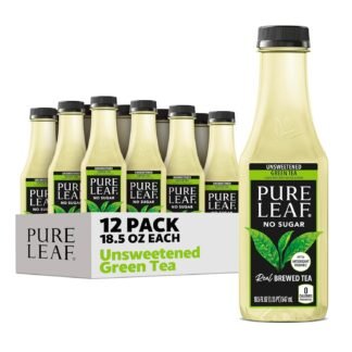 Pure Leaf Iced Tea, Unsweetened Green Tea, 18.5 fl Oz Bottles (Pack of 12)