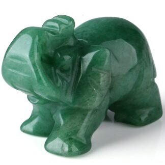 QINJIEJIE Green Aventurine Elephant Crystals Elephant Decor Pocket Polished Crystal Statue Guardian Figurine Office Hippie Room Cute Green Desk Decor Spiritual Gift Love...