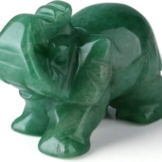 QINJIEJIE Green Aventurine Elephant Crystals Elephant Decor Pocket Polished Crystal Statue Guardian Figurine Office Hippie Room Cute Green Desk Decor Spiritual Gift Love...