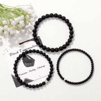 Raicegs 4 6 8MM Beaded Bracelets Healing Crystal Bracelet for Women Men Natural Stone Handmade Stretch Bracelet Reiki Spiritual Jewelry