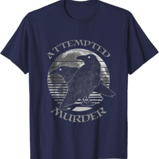 Raven Crow Attempted Murder Retro Moon Wiccan Pagan Gift T-Shirt