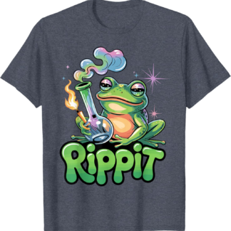 Rippit Stoner Frog Bong Funny Weed Lover Cannabis 420 T-Shirt
