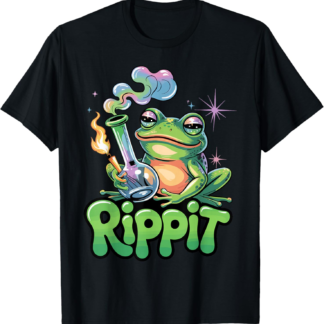 Rippit Stoner Frog Bong Funny Weed Lover Cannabis 420 T-Shirt