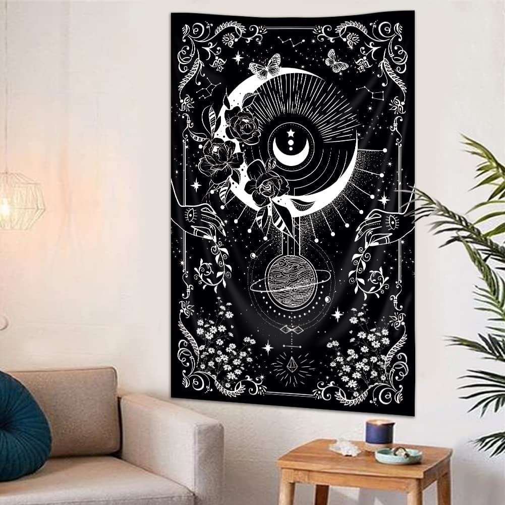 Riyidecor Gothic Vertical Goth Tapestry Wiccan Witch Wall Hanging Moon Tarot 30Wx50H Inch Goth Black White Aesthetic Floral Small Bohemian Stars Mystic Celestial Bedroom Living - lunas-mystic-emporium.com Riyidecor Gothic Vertical Goth Tapestry Wiccan Witch Wall Hanging Moon Tarot 30Wx50H Inch Goth Black White Aesthetic Floral Small Bohemian Stars Mystic Celestial Bedroom Living...