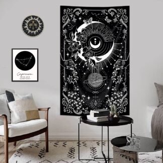 Riyidecor Gothic Vertical Goth Tapestry Wiccan Witch Wall Hanging Moon Tarot 30Wx50H Inch Goth Black White Aesthetic Floral Small Bohemian Stars Mystic Celestial Bedroom Living - lunas-mystic-emporium.com Riyidecor Gothic Vertical Goth Tapestry Wiccan Witch Wall Hanging Moon Tarot 30Wx50H Inch Goth Black White Aesthetic Floral Small Bohemian Stars Mystic Celestial Bedroom Living...