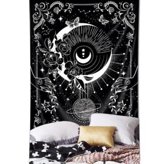 Riyidecor Gothic Vertical Goth Tapestry Wiccan Witch Wall Hanging Moon Tarot 30Wx50H Inch Goth Black White Aesthetic Floral Small Bohemian Stars Mystic Celestial Bedroom Living - lunas-mystic-emporium.com Riyidecor Gothic Vertical Goth Tapestry Wiccan Witch Wall Hanging Moon Tarot 30Wx50H Inch Goth Black White Aesthetic Floral Small Bohemian Stars Mystic Celestial Bedroom Living...